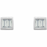 0.5ct Baguette Cut VVS1 D Diamond Stud Earrings Women 14k White Gold Finish