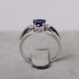 1ct Engagement Ring Heart Cut Blue Sapphire Split Shank 14k White Gold Finish