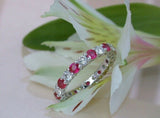 3Ct Round Cut Pink Ruby Diamond Full Eternity Wedding Band 18K White Gold Finish