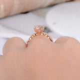 1.5ct Oval Cut Peach Morganite Round Accents Engagement Ring 14k Rose Gold Over