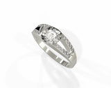 2Ct Cushion Cut Diamond Unique Split Band Engagement Ring 14K White Gold Finish