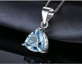 1ct Blue Topaz Pendant Trillion Cut Solitaire 14k White Gold Finish NO CHAIN