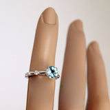 1Ct Round Cut Blue Aquamarine Diamond Accent Engagement Ring 14K White Gold Over