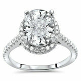 5Ct Oval Cut Diamond Bridal Set Band Halo Engagement Ring 14K White Gold Finish