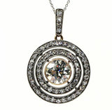 5Ct Round Cut Diamond Dual Halo Vintage Pendant with Chain 14K White Gold Finish