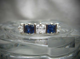 1.2ct Cushion Blue Sapphire 5 Stone Stackable Wedding Band 14k White Gold Finish