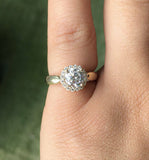 1.5Ct Round Cut VVS1D Diamond Floral Halo Engagement Ring 14K Yellow Gold Finish