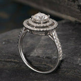 2ct Round Cut Diamond Engagement Ring 14k White Gold Finish Cocktail Double Halo