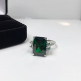 1.3ct Green Emerald Diamond Accent Solitaire Engagement Ring 14k White Gold Over