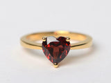 1ct Engagement Ring Heart Cut Red Garnet Solitaire Design 14k Yellow Gold Finish