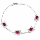 7ct Oval Cut Pink Ruby Stylish Women Chain Bracelet 14k White Gold Finish