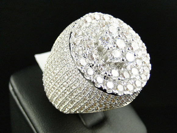 8ct Round Cut Diamond Iced Hip Hop Gatsby Men Wedding Ring 14k White Gold Finish