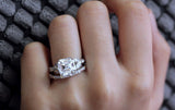 Bridal Set Engagement Ring 2ct Asscher Cut VVS1D Diamond 14k White Gold Finish