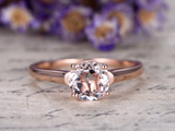 1.3ct Round Cut Peach Morganite Engagement Ring Solitaire 14k Rose Gold Finish