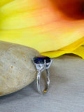 1.3ct Pear Cut Blue Sapphire Three Stone Engagement Ring 14k White Gold Finish