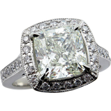 5Ct Cushion Cut VVS1/D Diamond Halo Vintage Engagement Ring 14K White Gold Over