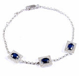 7ct Oval Cut Blue Sapphire Stylish Women Chain Bracelet 14k White Gold Finish