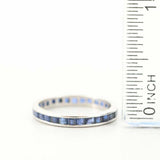 2ct Princess Cut Blue Sapphire Wedding Band Full Eternity 18k White Gold Finish