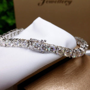 8ct Round Cut Moissanite Stylish PartyWear Tennis Bracelet 14k White Gold Plated