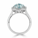 1.7Ct Cushion Cut Blue Aquamarine Floral Engagement Ring 14K White Gold Finish