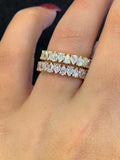 2ct Pear Diamond Opposite Stones Eternity Wedding Ring Band 14k Yel/Ro Gold Over