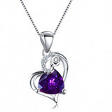 1.3ct Trillion Purple Amethyst Pendant Heart Shape 14k White Gold Over NO CHAIN