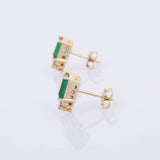 2ct Green Emerald Cut Diamond Elegant Women Stud Earrings 14k Yellow Gold Finish