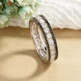 2.5ct Round Cut Diamond Wedding Band Three Row Full Eternity 14k White Gold Over