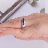 2.5ct Princess Cut Blue Sapphire Wedding Band Half Eternity 14k White Gold Over