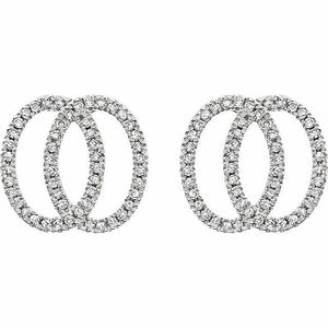 1ct Round Cut Diamond Intertwined Circles Stud Earring 14k White Gold Finish New