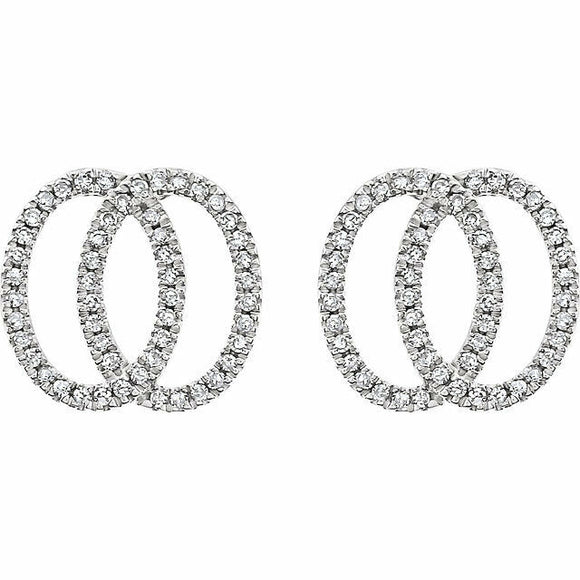 1ct Round Cut Diamond Intertwined Circles Stud Earring 14k White Gold Finish New