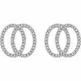 1ct Round Cut Diamond Intertwined Circles Stud Earring 14k White Gold Finish New