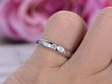 1.5ct Round Cut Diamond Wedding Ring Band Flush Set Stylish 14k WhiteGold Finish