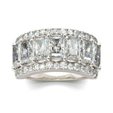 6Ct Radiant Cut Diamond Half Eternity Iced Wedding Band Ring 14K White Gold Over