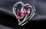 2ct Pink Ruby Pendant Heart Cut Two Hearts 14k White Gold Finish NO CHAIN