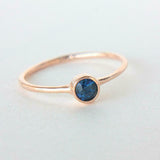 1ct Round Blue Sapphire Engagement Ring Bezel Set Solitaire 14k Rose Gold Finish