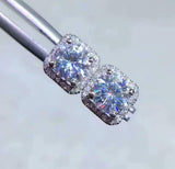 2.3ct Round Cut Diamond Halo Trendy Design Stud Earrings 14k White Gold Finish