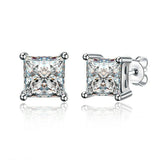 1.5ct Princess Cut VVS1D Diamond Solitaire Stud Earrings 14k White Gold Finish