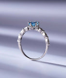 1.2ct Oval Cut Aquamarine Engagement Ring Milgrain Art Deco 14k White Gold Over