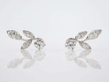 1.5ct Marquise Round Cut Diamond Floral Leaf Drop Earrings 14k White Gold Finish