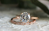 Halo Art Deco Bridal Set Engagement Ring 2ct Round Cut Diamond 14k RoseGold Over