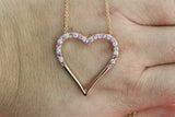 1.3ct Round Cut Pink Sapphire Open Heart Pendant 14k Rose Gold Finish NO CHAIN