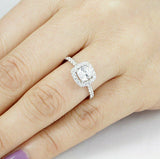 2.5Ct Cushion Cut Diamond Halo Engagement Ring for Women 14K White Gold Finish