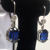 2ct Oval Cut Blue Sapphire Diamond Elegant Drop Earrings 14k White Gold Finish