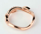 1ct Wedding Ring Band Round Cut Diamond Leaf Wave Eternity 14k Rose Gold Finish