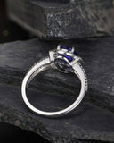 1.2ct Oval Cut Blue Tanzanite Engagement Ring 14k White Gold Finish Split Shank