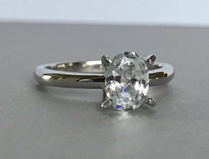 Solitaire Promise Engagement Ring 1ct Oval Cut VVS1 Diamond 14k WhiteGold Finish