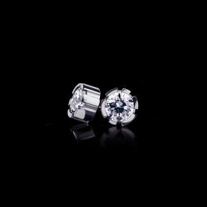 1ct Round Brilliant Cut Diamond Solitaire Women Stud Earring 14k White Gold Over