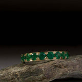 2.5ct Wedding Band Round Cut Green Emerald Full Eternity 14k Yellow Gold Finish