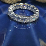 6ct Asscher Cut Diamond Wedding Ring Band Iced Full Eternity 14k White Gold Over